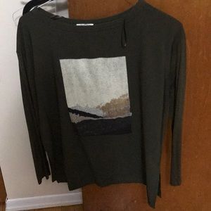 Olive green long sleeve top